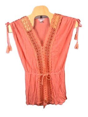 Venus Sexy Beach Swim Bathing Suit Coverup Size XL Lace V Neck Tassels